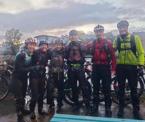 Rachel and her friends after a wet mountain bike session in Mayo, when they came up with the idea to sign up for the Transgrancanaria